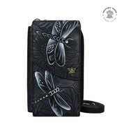 Tooled Dragonfly Meadow Pewter Crossbody Phone Case - 1173