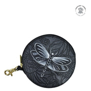 Tooled Dragonfly Meadow Pewter Round Coin Purse - 1175