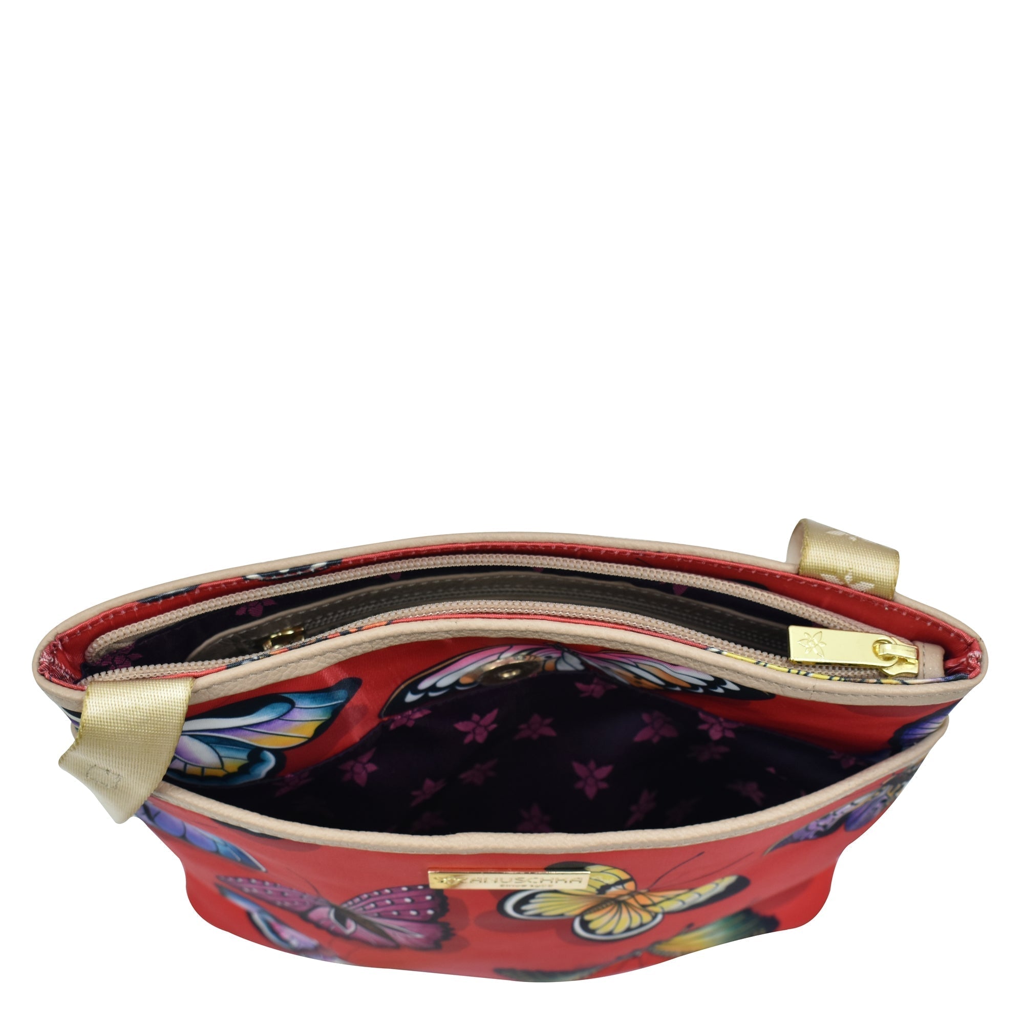 Fabric with Leather Trim Crossbody with Slip Pocket - 12017