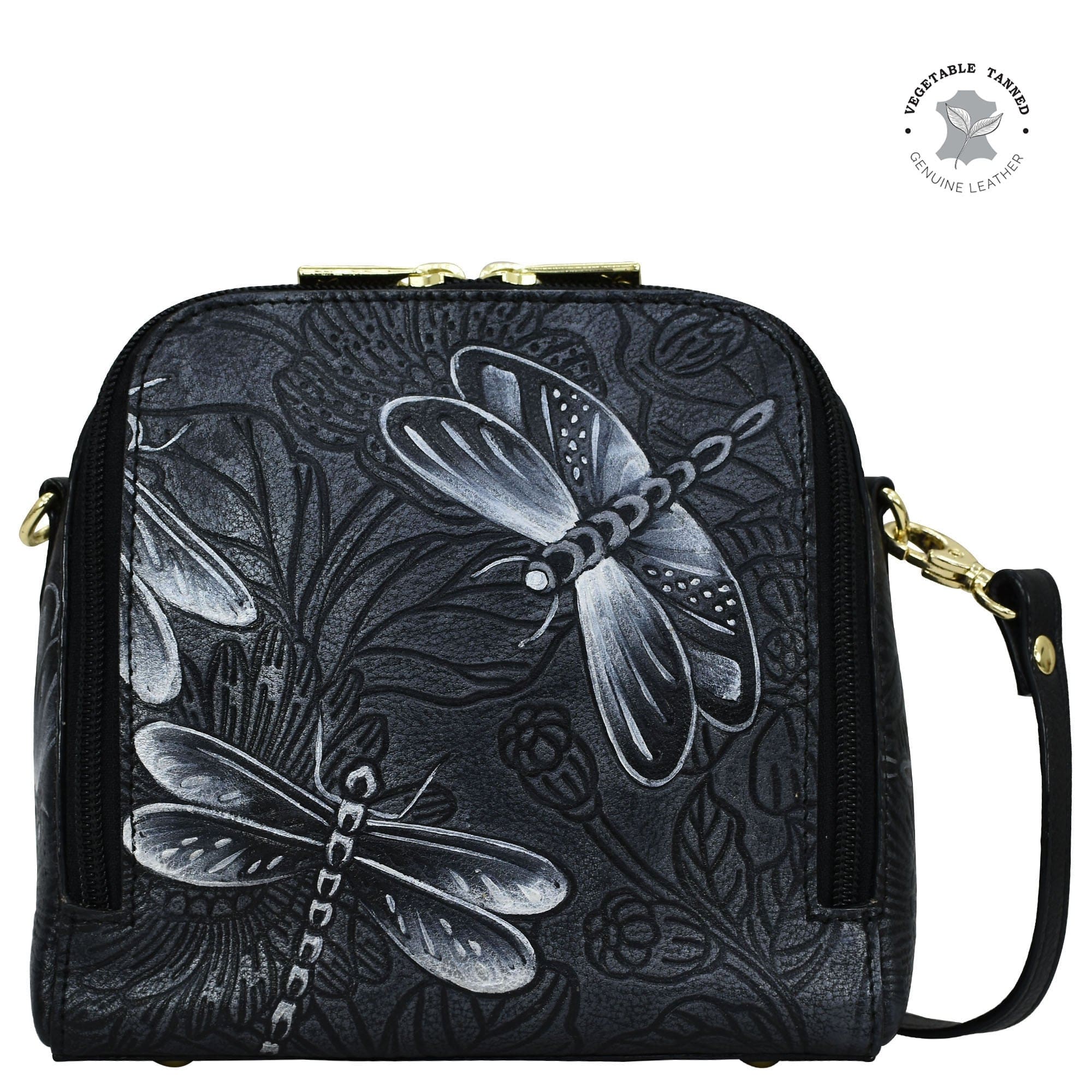 Tooled Dragonfly Meadow Pewter Zip Around Travel Organizer - 668