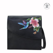 Hummingbird Black Flap Messenger Crossbody - 692