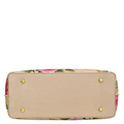 Leather Tooled  Rose Almond Painted Large Zip Top Tote