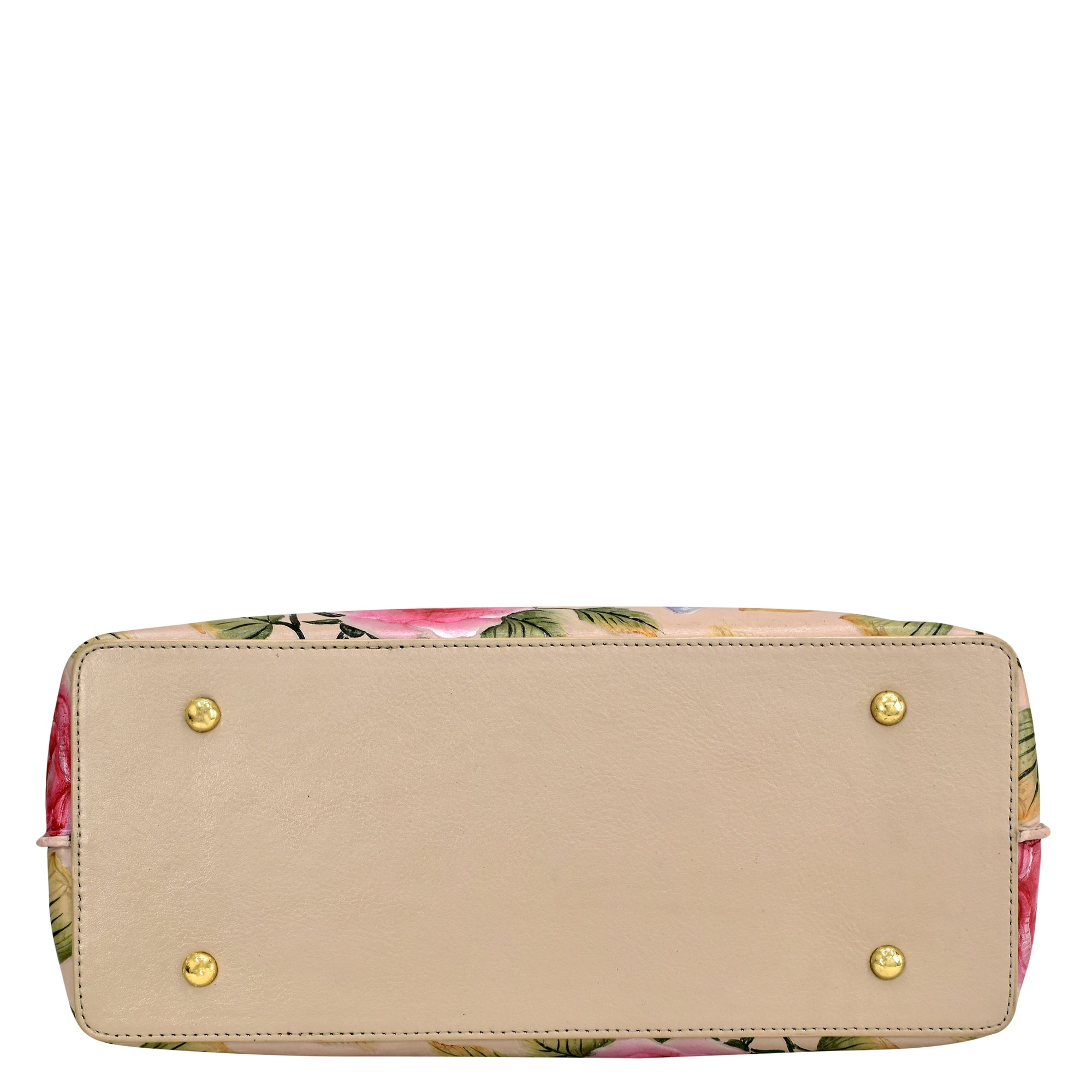 Leather Tooled  Rose Almond Painted Large Zip Top Tote