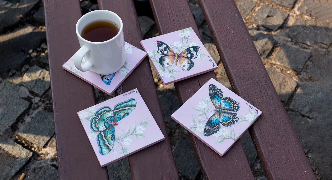 Printed Wooden Coasters Set Collection