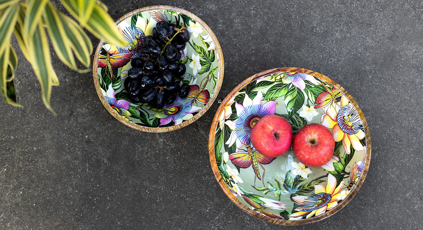 Wooden Printed Bowls Collection