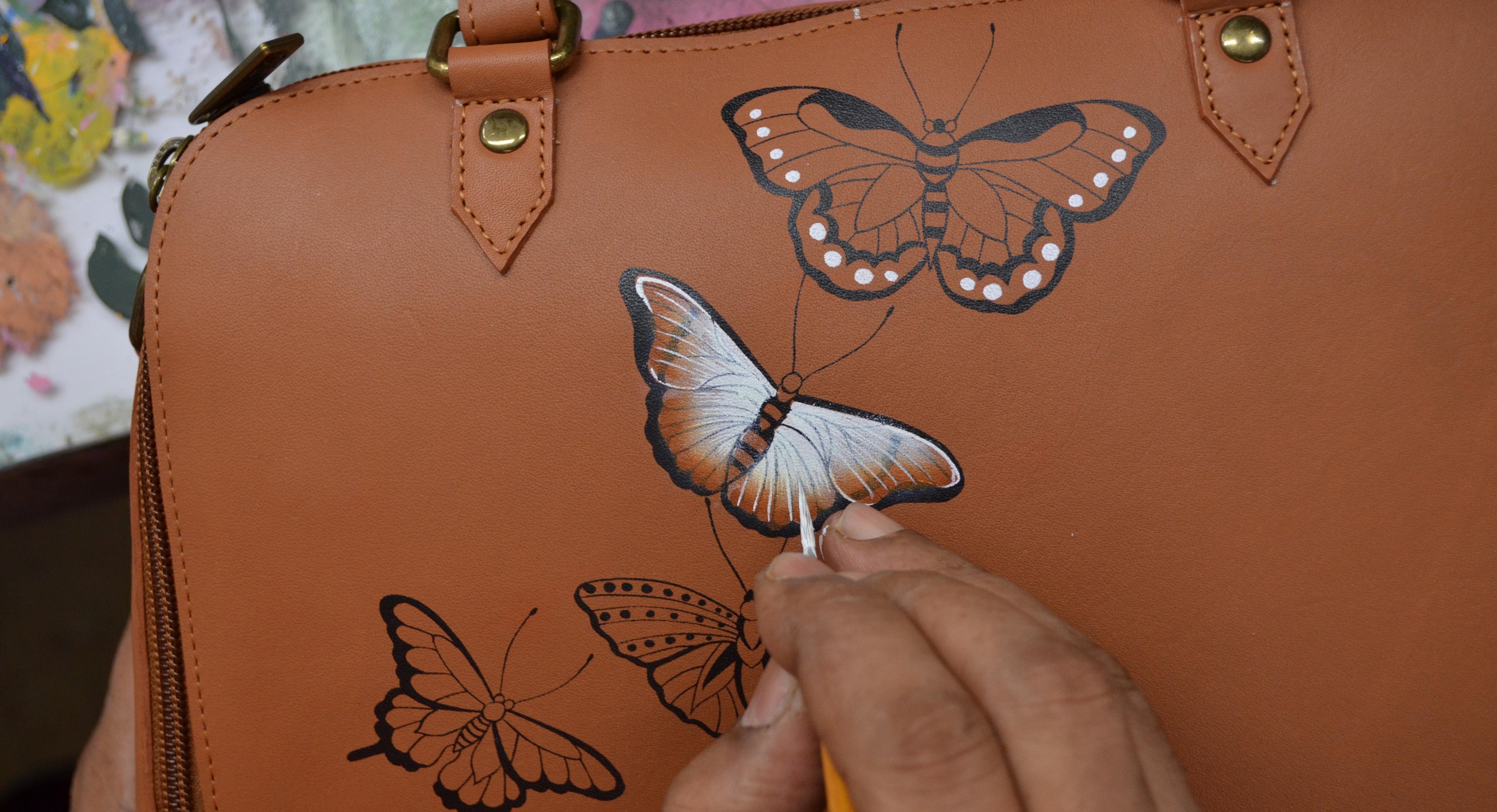 Butterflies Honey Hand Painted bags and accessories