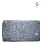 Croco Embossed Silver/Grey Three Fold Wallet - 1150