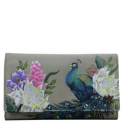 Regal Peacock Black Checkbook Clutch with RFID - 1153