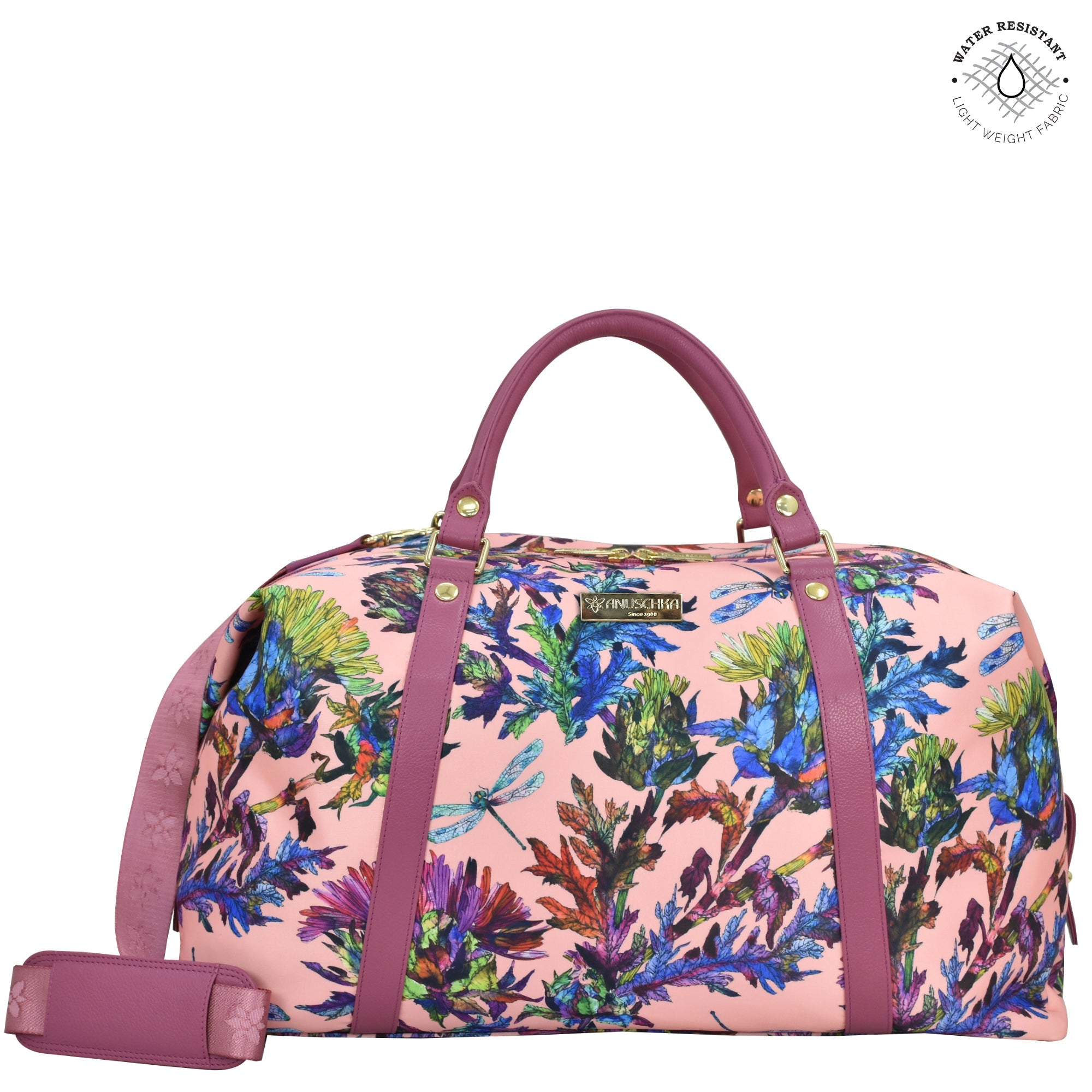 Dragonfly Garden Fabric with Leather Trim Great Escape Duffle - 12016