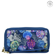 Sea Treasures Fabric with Leather Trim Wristlet Travel Wallet - 13000