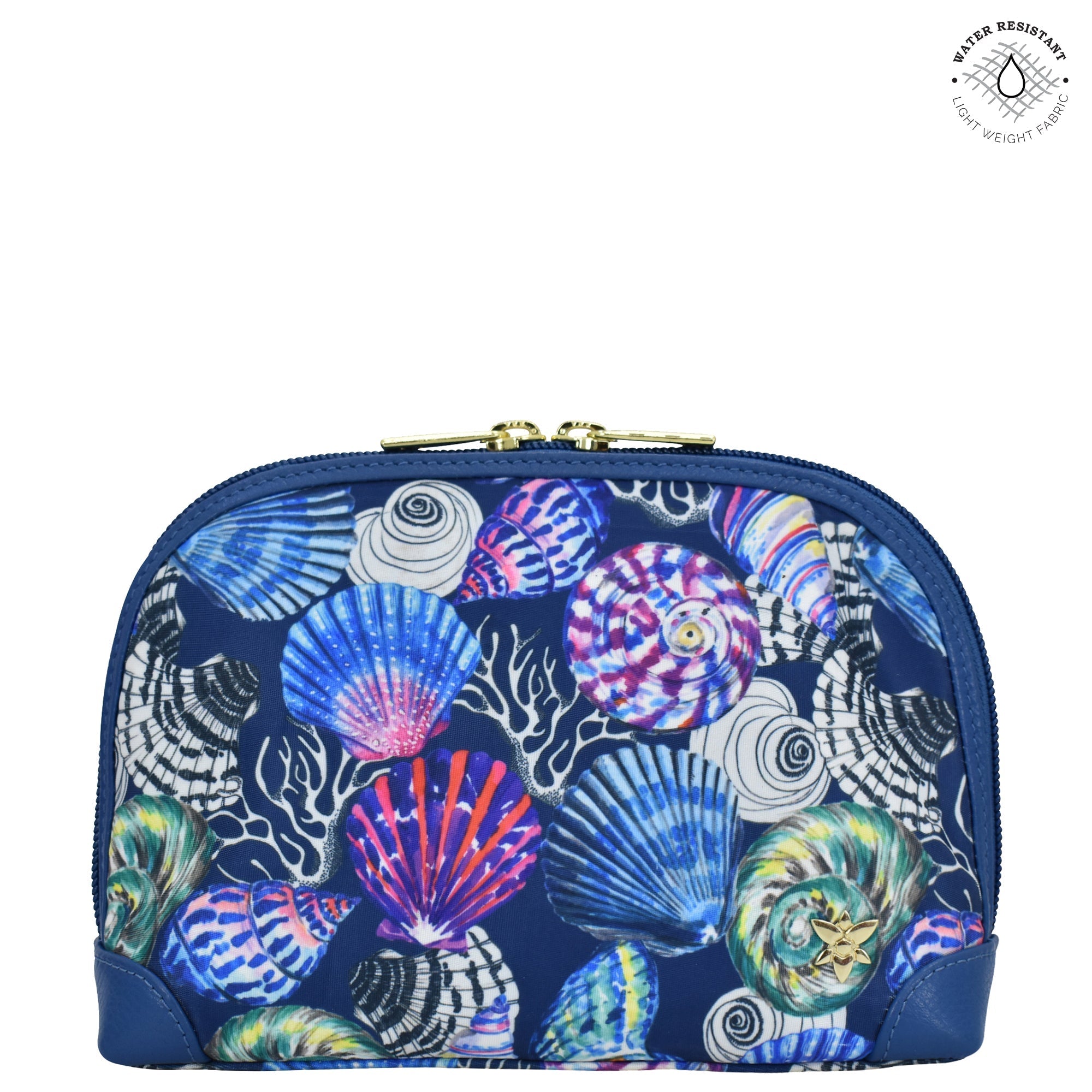 Sea Treasures Fabric with Leather Trim Dome Cosmetic Bag - 13002