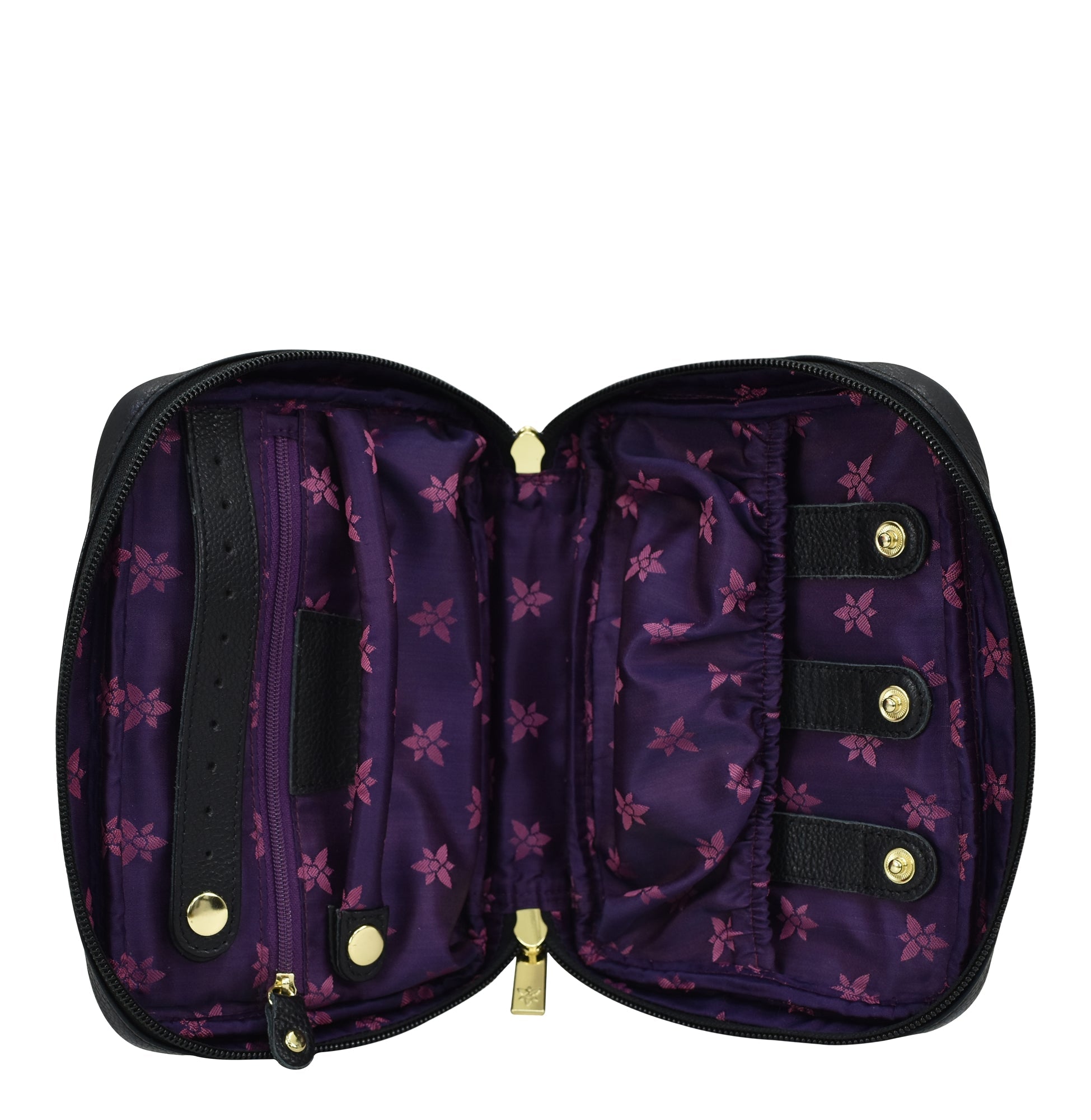 Fabric with Leather Trim Travel Jewelry Organizer - 13003