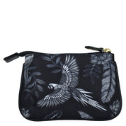 Fabric with Leather Trim Zip Travel Pouch - 13008