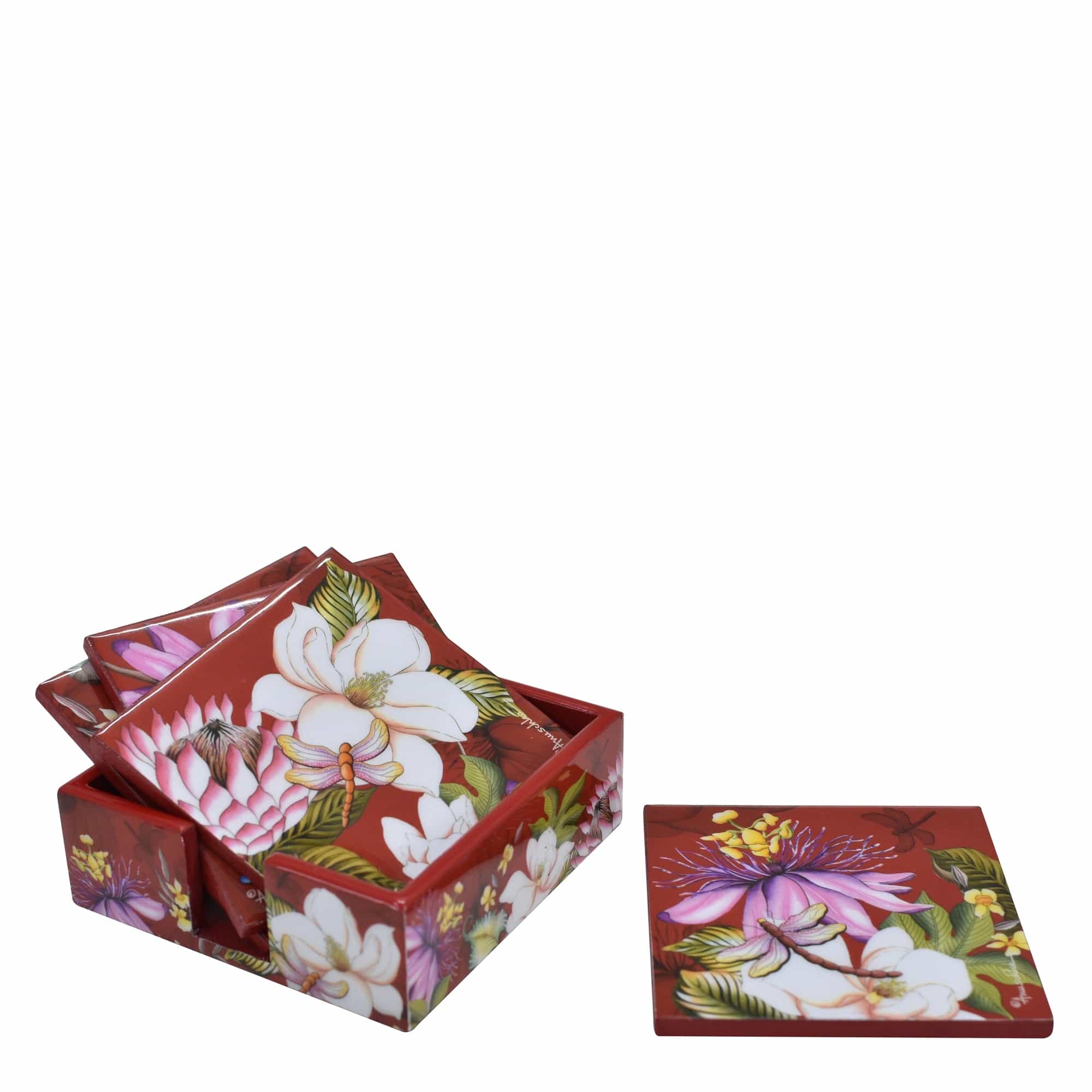 Set of 4 Wooden Printed Square Coasters - 25000