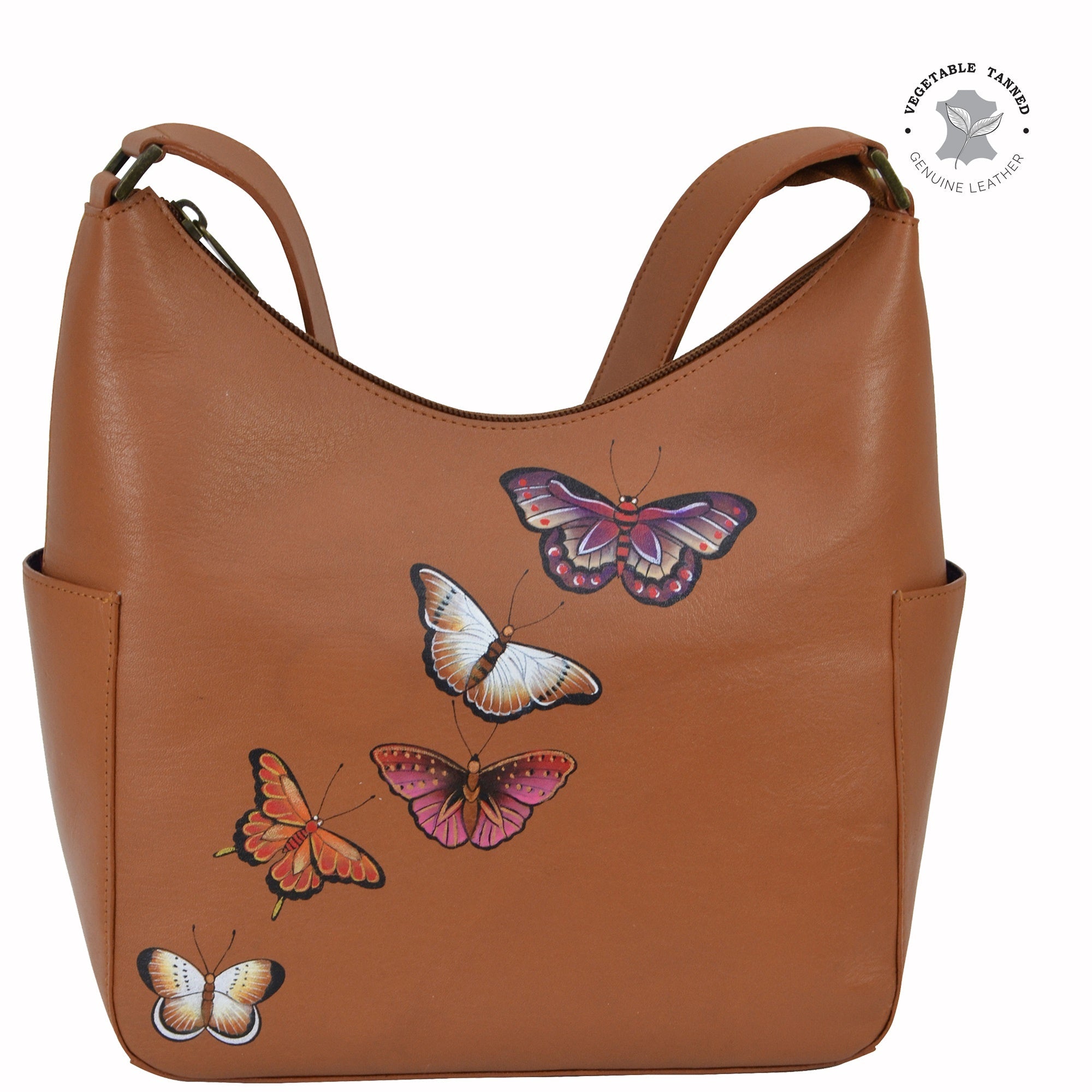 Butterflies Honey Classic Hobo With Side Pockets - 382