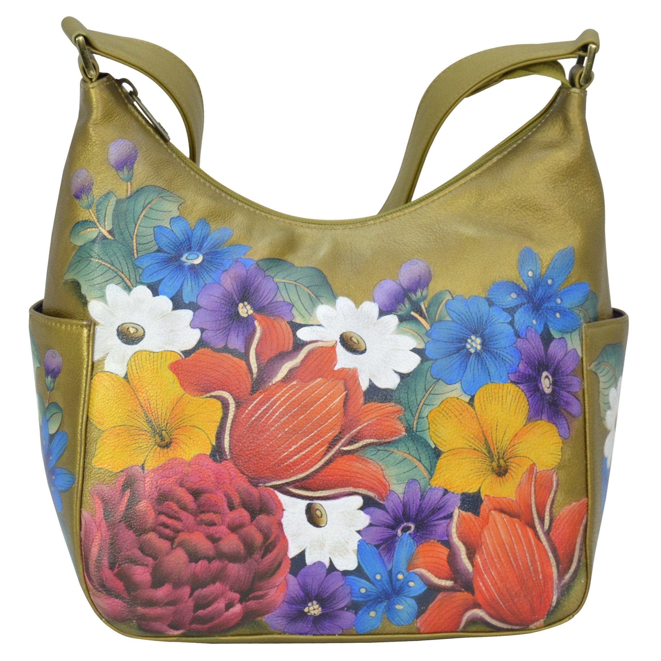 Dreamy Floral Classic Hobo With Side Pockets - 382