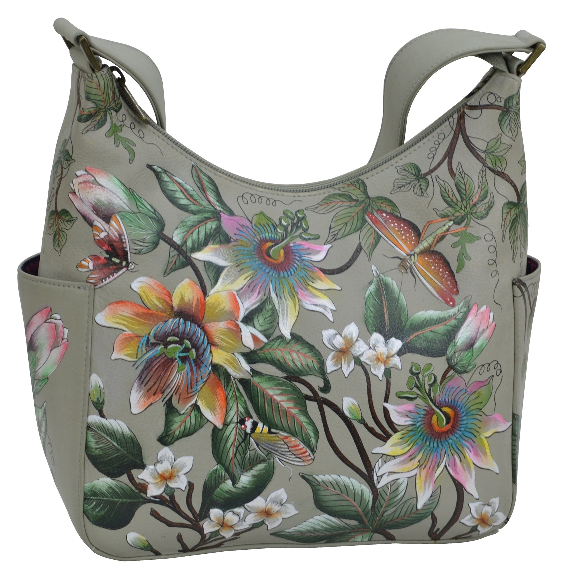 Floral Passion Classic Hobo With Side Pockets - 382