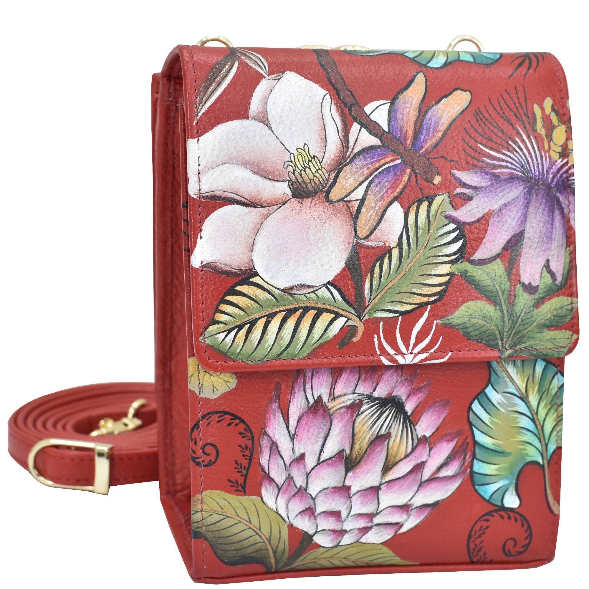 Crimson Garden Triple Compartment Crossbody Organizer - 412