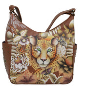 Cleopatra's Leopard Tan Classic Hobo With Studded Side Pockets - 433