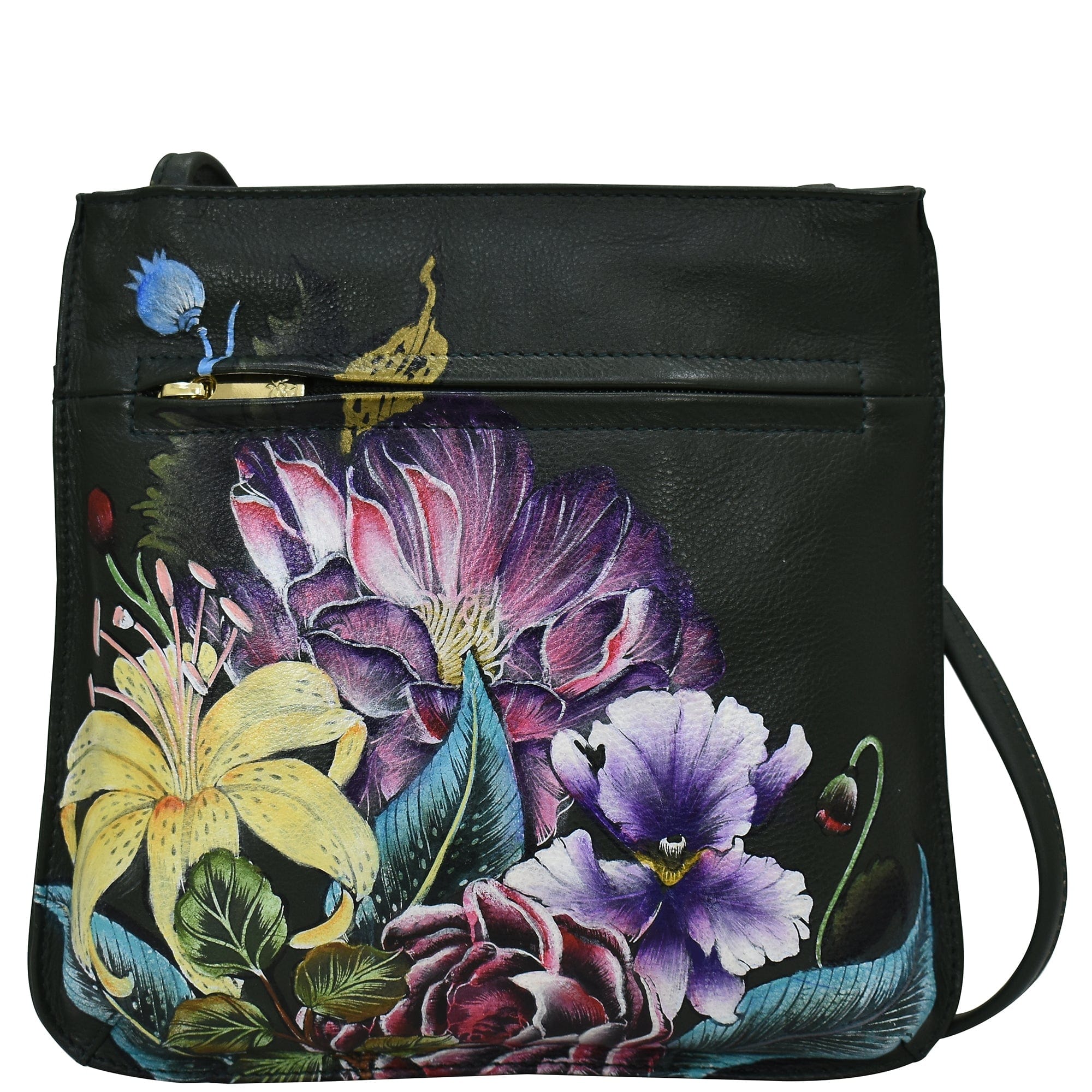 Vintage Floral Slim Crossbody With Front Zip - 452