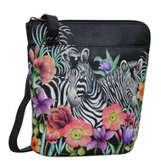 Playful Zebras Organizer Crossbody With Extended Side Zipper - 493