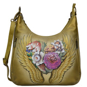 Angel Wings Convertible Slim Hobo With Crossbody Strap - 662