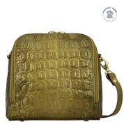 Croc Embossed Desert Gold Zip Around Travel Organizer - 668