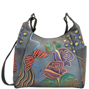 Rose Safari Grey Large Multi Pocket Hobo - 8060