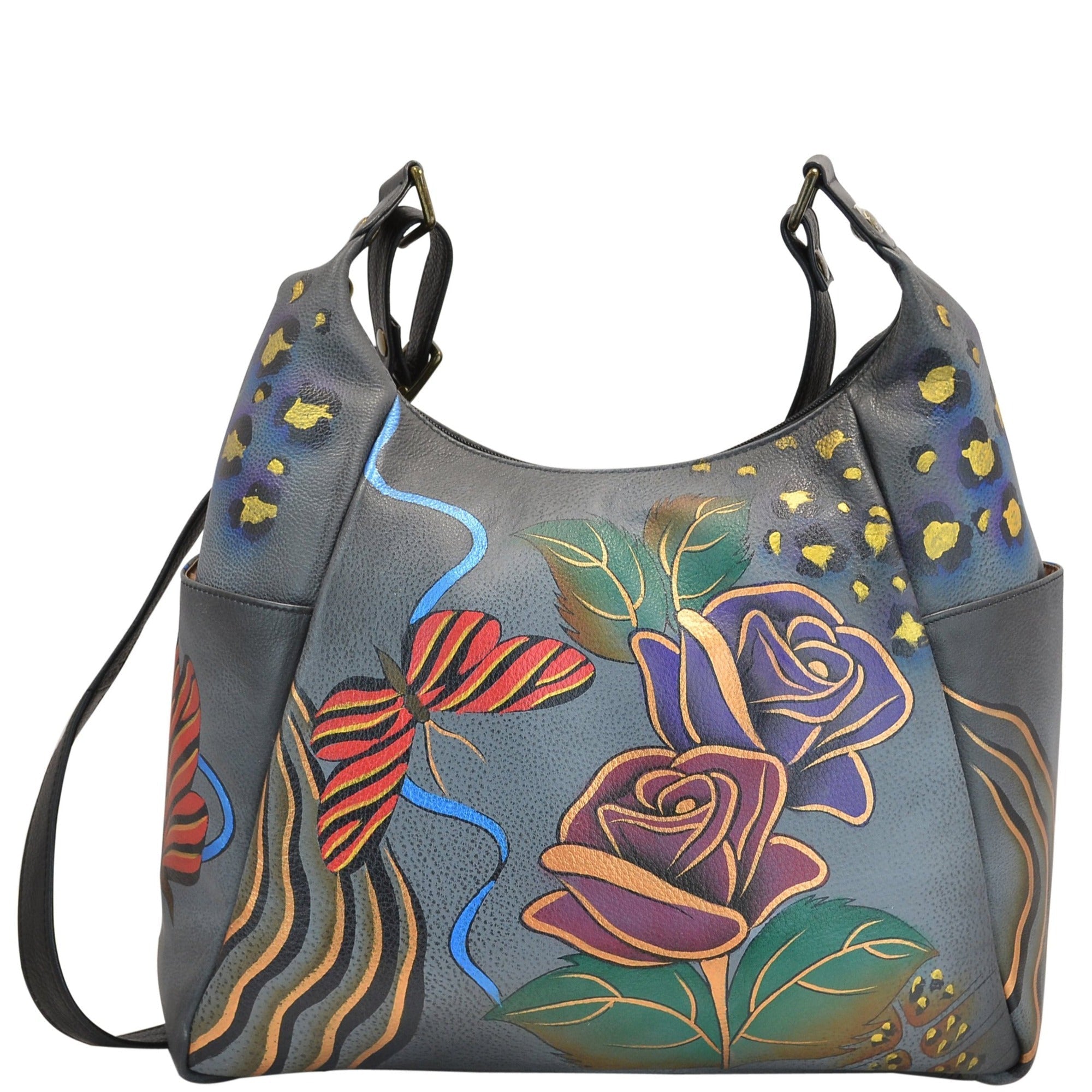 Rose Safari Grey Large Multi Pocket Hobo - 8060